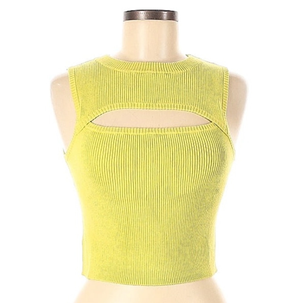 Linden Street Studio Neon Yellow Ribbed Tank Top